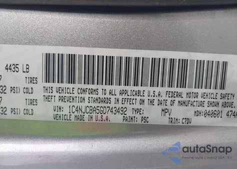 2016 Jeep Compass Sport из США, поврежденный, VIN 1C4NJCBA5GD743492